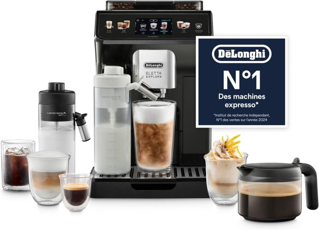 De’Longhi Eletta Explore présente une machine à café automatique pour l’extraction à froid.