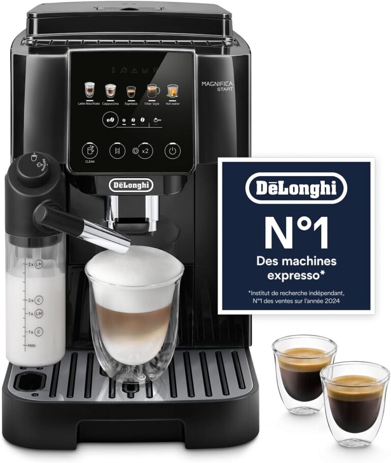 De’Longhi Magnifica Start : machine à café automatique avec mousseur à lait et 5 boissons enregistrées