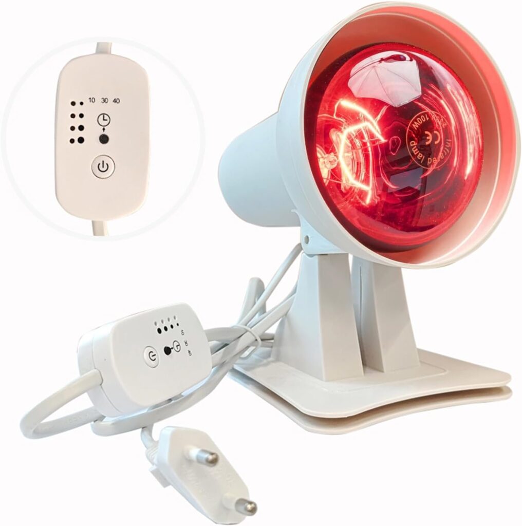 Lampes infrarouges de 150 Watts avec minuteur et température réglable pour relaxation musculaire.