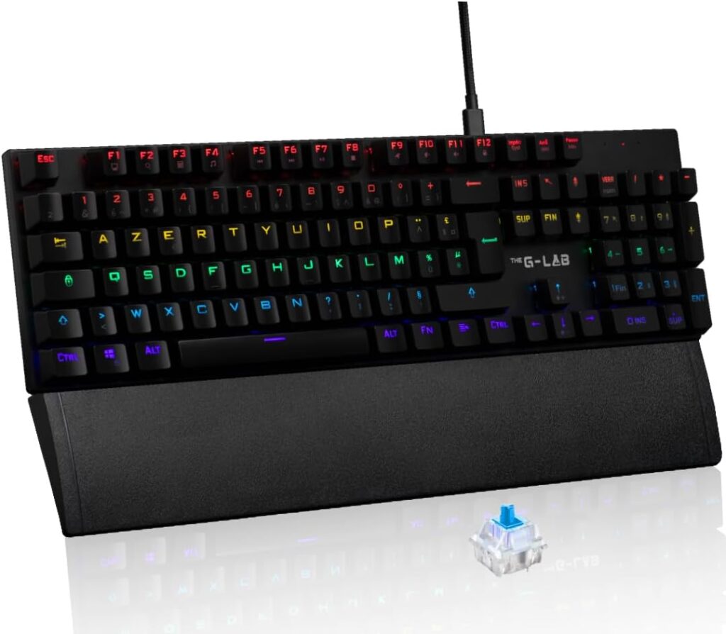 Clavier mécanique G-Lab Keyz Carbon Ex : rétroéclairage RGB et commandes multimédia pour gaming