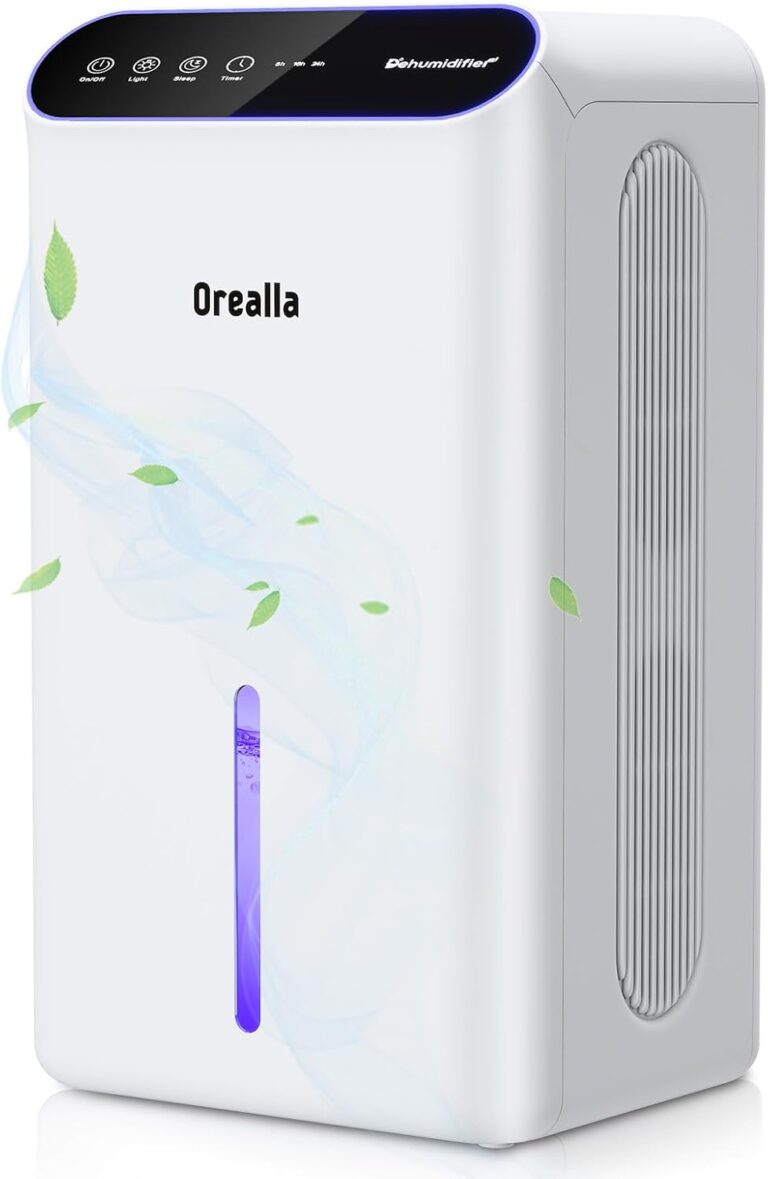 Dehumidificateur électrique 2,5 L avec mode silencieux et minuterie pour salle de bain et chambre.