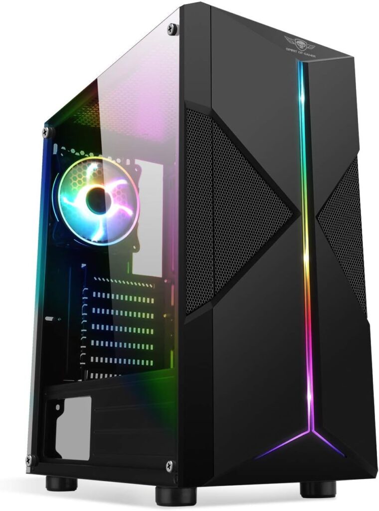 SPIRIT OF GAMER Clone III : Boîtier Gamer RGB noir compatible ATX/mATX/ITX avec verre trempé