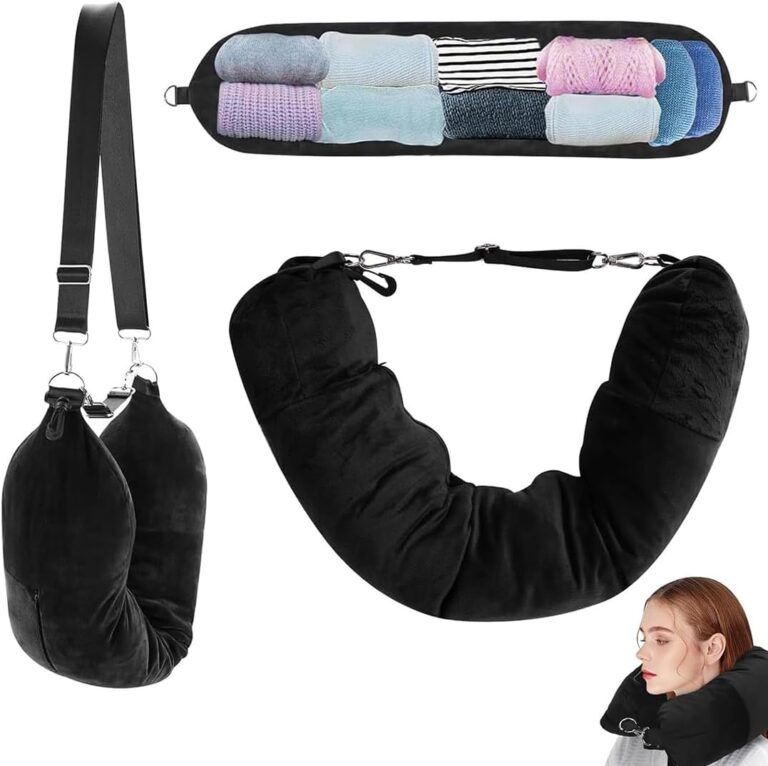IKOPFLN : coussin de voyage pliable pour avion, train et voiture, soutien cervical.