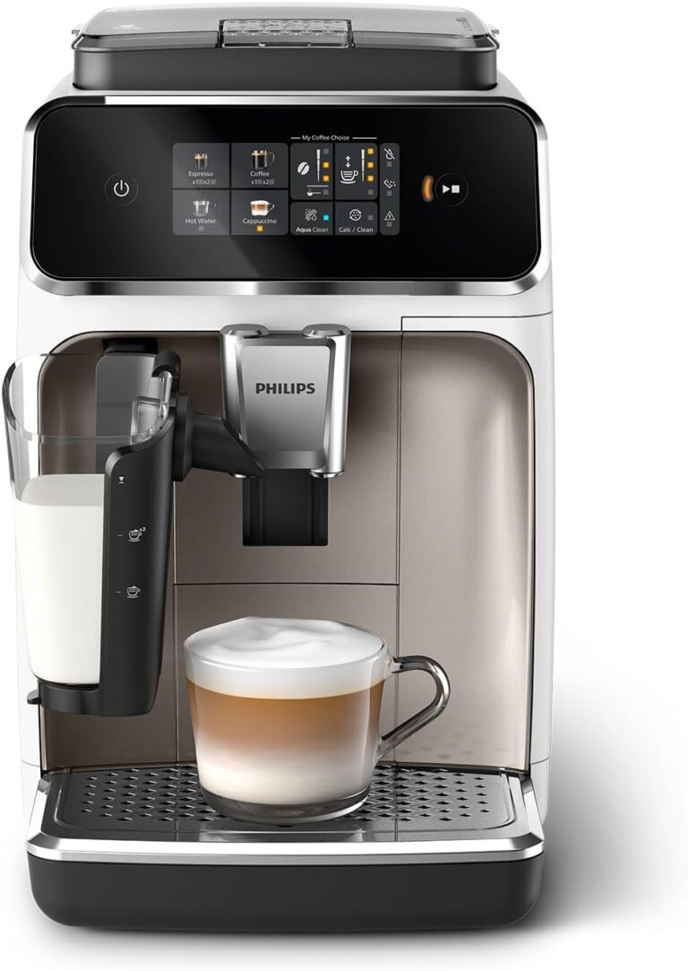 Philips présente la machine à café EP2333/40 avec écran tactile et broyeur céramique.