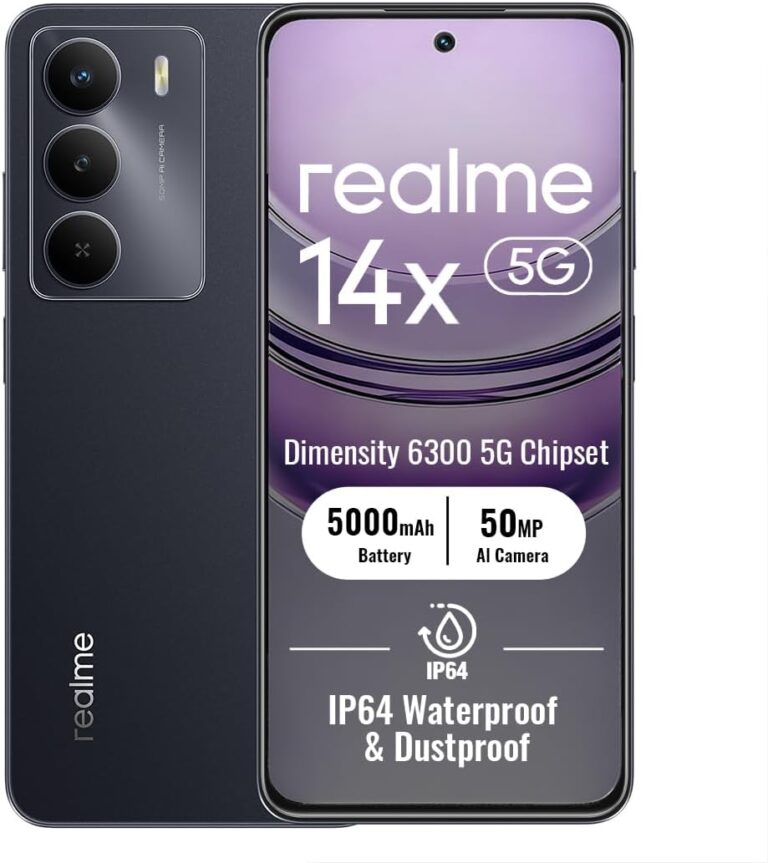 Realme 14x : smartphone 5G avec écran 6,67 pouces, batterie 5000 mAh et caméra 50 MP.