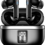 Casque sans fil Bluetooth 5.3 avec réduction de bruit et étanchéité IPX7, durée de 60 heures.