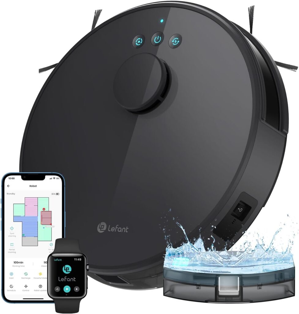 Lefant Robot Vacuum Cleaner offre une puissance d’aspiration de 4000Pa et navigation LiDAR pour un nettoyage efficace.