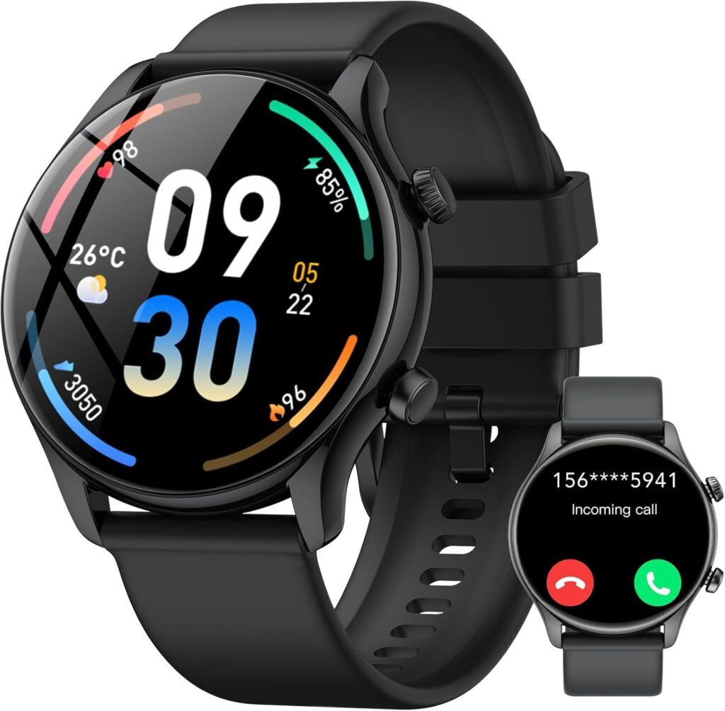Montre connectée avec 120 modes sportifs, moniteur de cardio et écran tactile HD pour Android et iOS.