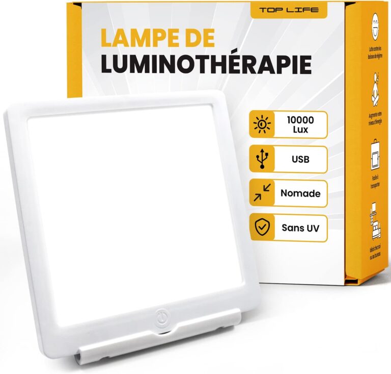 Lampes de luminothérapie à 10 000 Lux : Une solution compacte pour le bureau ou la maison.