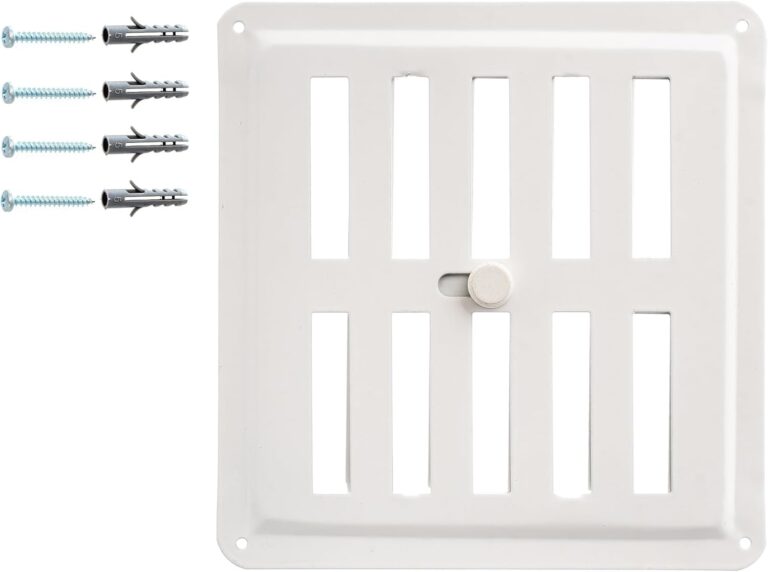 Grille de ventilation ajustable 15 x 15 cm en acier blanc RAL 9016 pour murs et plafonds.