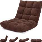 HOMASIS Chair : Fauteuil pliant réglable pour lecture et méditation en velours côtelé, 14 positions