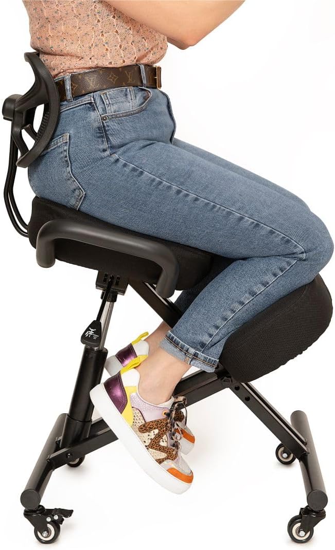 BLACK POINT O’KNEEL : Chaise ergonomique en cuir écologique pour le travail et la maison