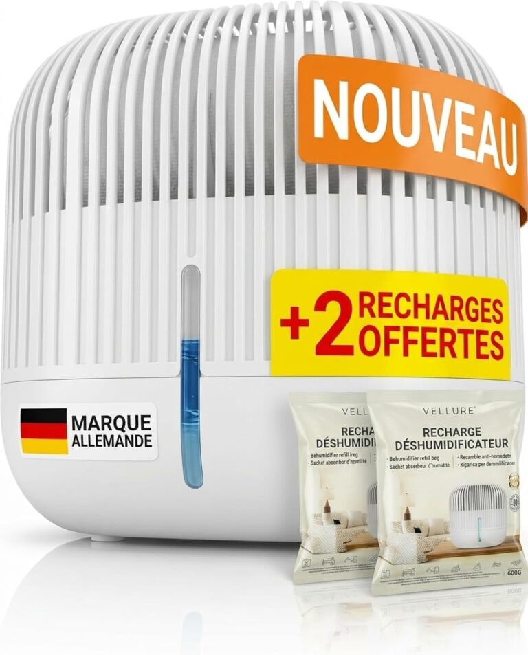 Vellure® Design : Déshumidificateur sans électricité pour espaces jusqu’à 25 m² avec 2 recharges.