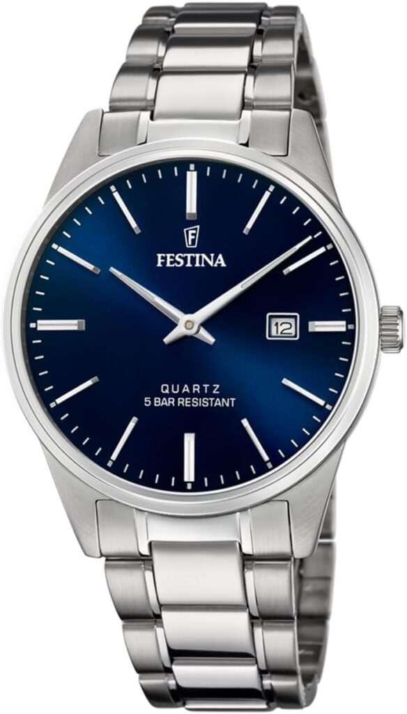 Festina présente la montre homme F20511 en acier inoxydable 316L, étanche 5 ATM, avec mouvement quartz.