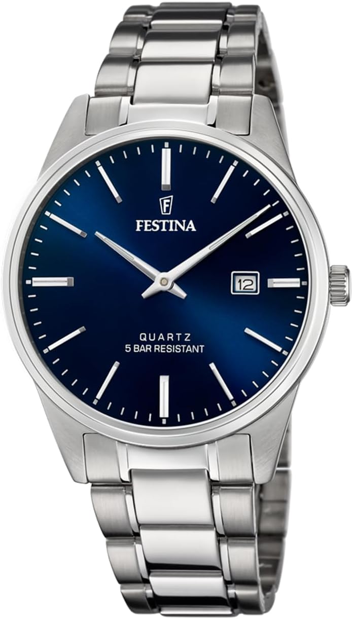 Festina présente la montre homme F20511 en acier inoxydable 316L, étanche 5 ATM, avec mouvement quartz.
