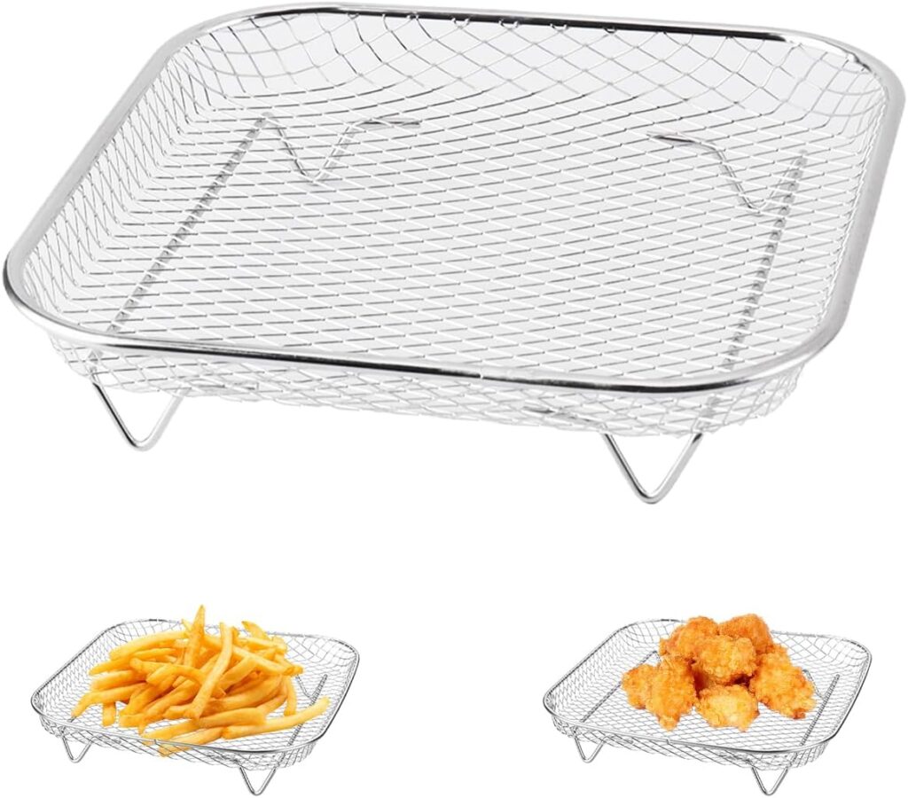 Air Fryer Rack en acier inoxydable de 20 x 20 cm, adapté pour friteuses de plus de 5.5 litres