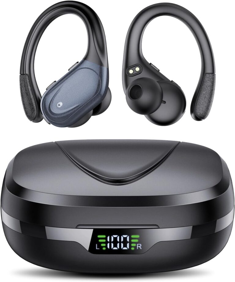Casque Bluetooth sans fil avec fonction CVC8.0 pour sport et 60H d’autonomie, étanche IPX7.