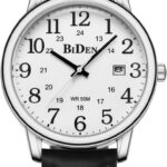 Montre en cuir pour hommes HANPOSH : cadran numérique large et étanche, lisibilité améliorée.