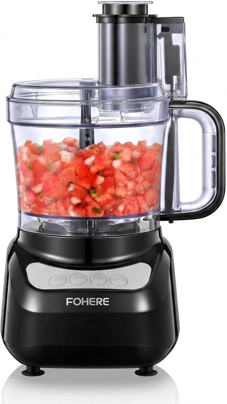 FOHERE Robot Cuisine 2 L avec 3 Vitesses et Lames en Acier Inoxydable pour Hacher et Mixer.