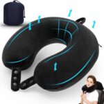 Pillow travel en mousse à mémoire pour un confort ajustable dans les transports terrestres et aériens.