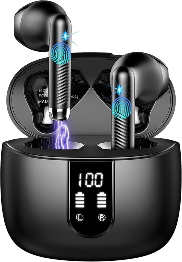 Casque sans fil Bluetooth 5.4 avec réduction de bruit et étanchéité IP7 pour le sport et le travail.