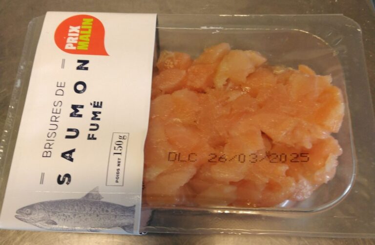 Rappel Consommateur – Détail Brisures de saumon fumé 150g GRAND FRAIS / FRESH / mon-marché.fr