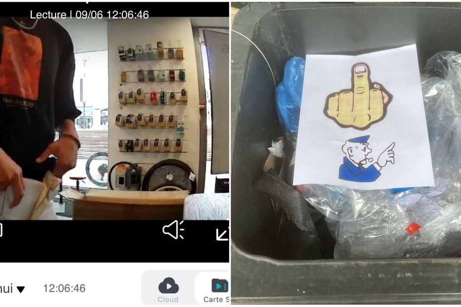 Un gérant piège un voleur de vélo grâce aux caméras de surveillance dans un magasin.