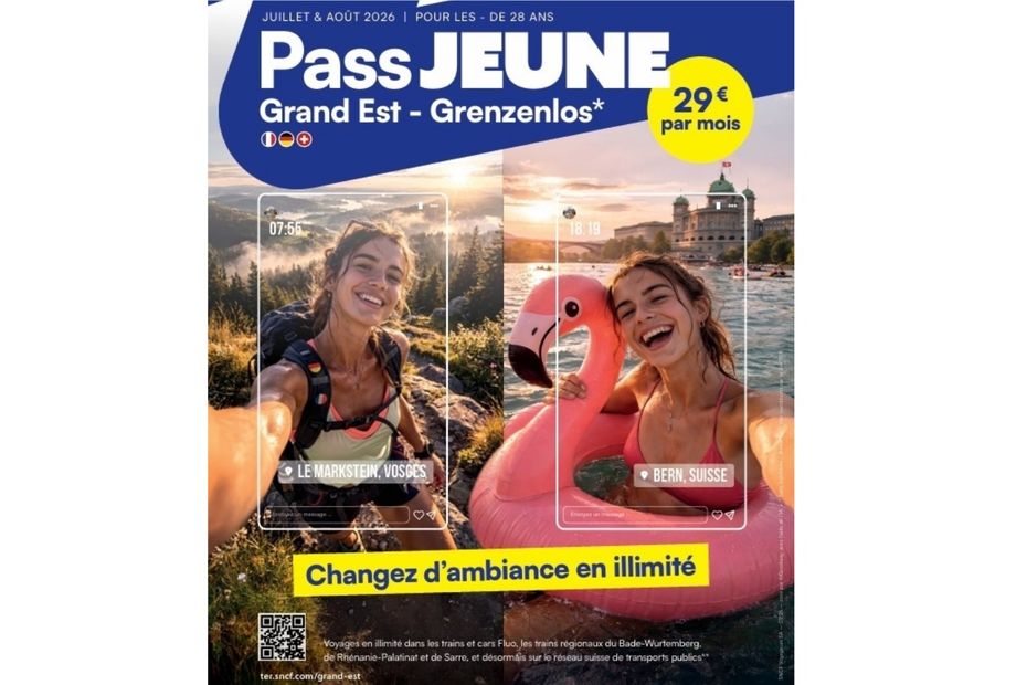 Pass Grenzenlos : abonnement mensuel de 29 euros pour trains et bus en Grand Est, Allemagne et Suisse.