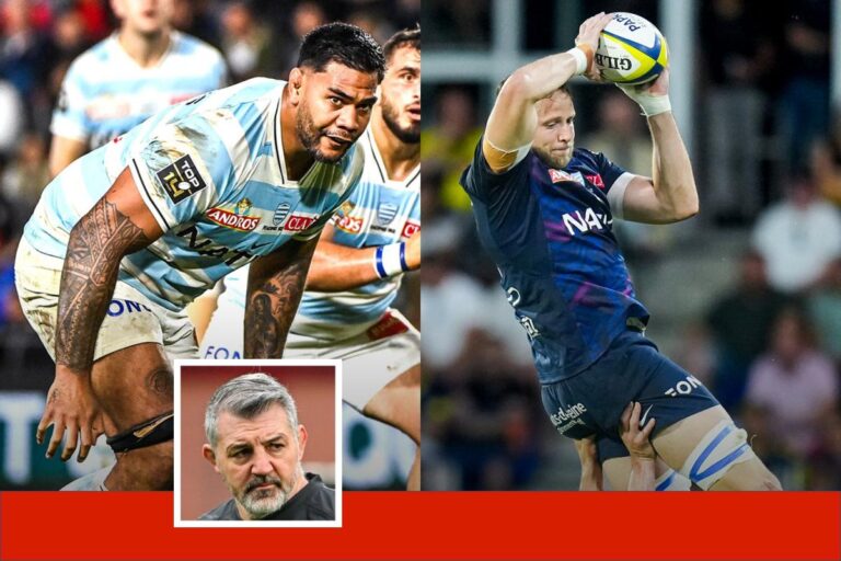 Olivier Azam présente les piliers du pack du Racing 92, Taofifenua et Hill.
