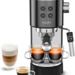 Krups Virtuoso+ : machine à café manuelle avec pompe de 15 bars et buse vapeur en acier inoxydable.