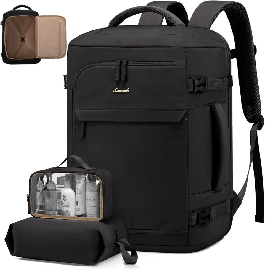 LOVEVOOK présente un sac à dos cabine imperméable de 40L avec protection anti-vol pour hommes et femmes.