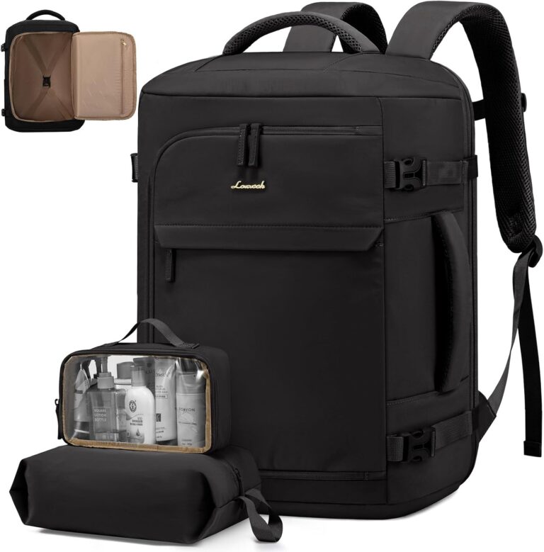 LOVEVOOK présente un sac à dos cabine imperméable de 40L avec protection anti-vol pour hommes et femmes.