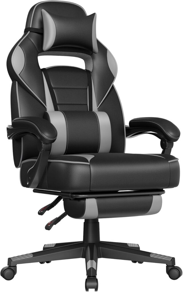 Chaise de bureau et de jeu SONGMICS OBG073B03 : réglable, repose-pieds télescopique, charge 150 kg