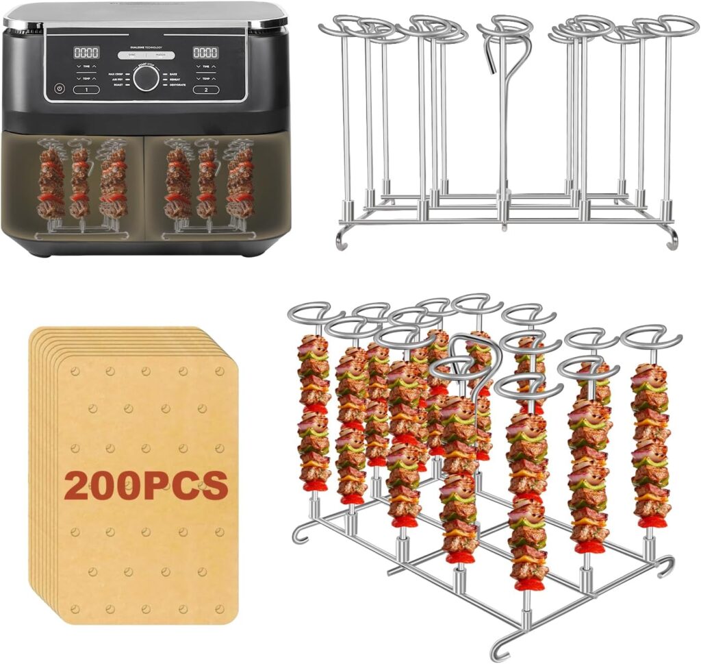 Nouveau dispositif de cuisson : grille pour friteuse à air de 7.6 à 10.4 L avec accessoires.