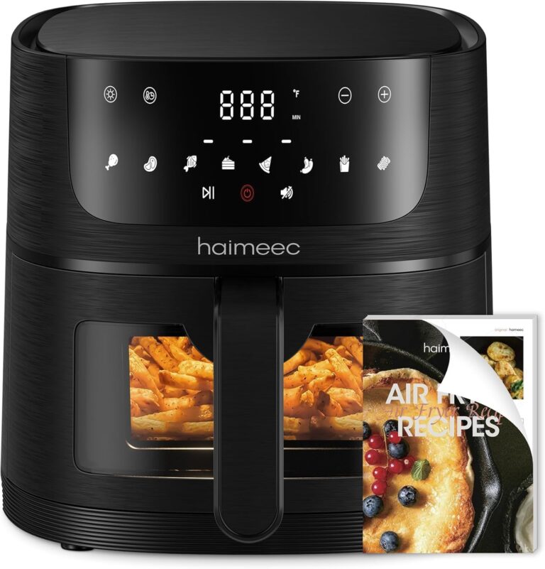 Air Fryer 6L 8-en-1 avec écran tactile, cuisson à chaleur tournante et 90% moins de graisse.