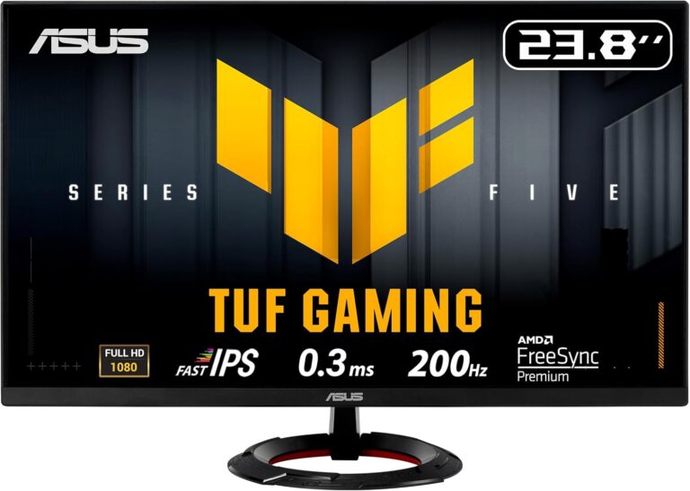 ASUS TUF Gaming VG249Q5R Monitor : 23.8 pouces, Full HD, 200Hz, 0.3ms de latence.