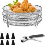 Nouveaux accessoires pour friteuses à air : pièces empilables de 20 cm avec clips anti-brûlure.
