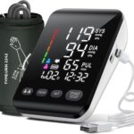 Moniteur de Pression Artérielle pour Bras avec Écran LED HD, Capacité de 2 x 199 Utilisateurs, Compatible avec Circonférence de 22-42 cm