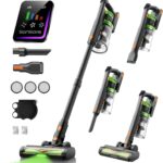 SunSare 65Min 600W Aspirateur Balai Sans Fil avec Écran LED et Brosse Anti-Angles pour Sols et Animaux