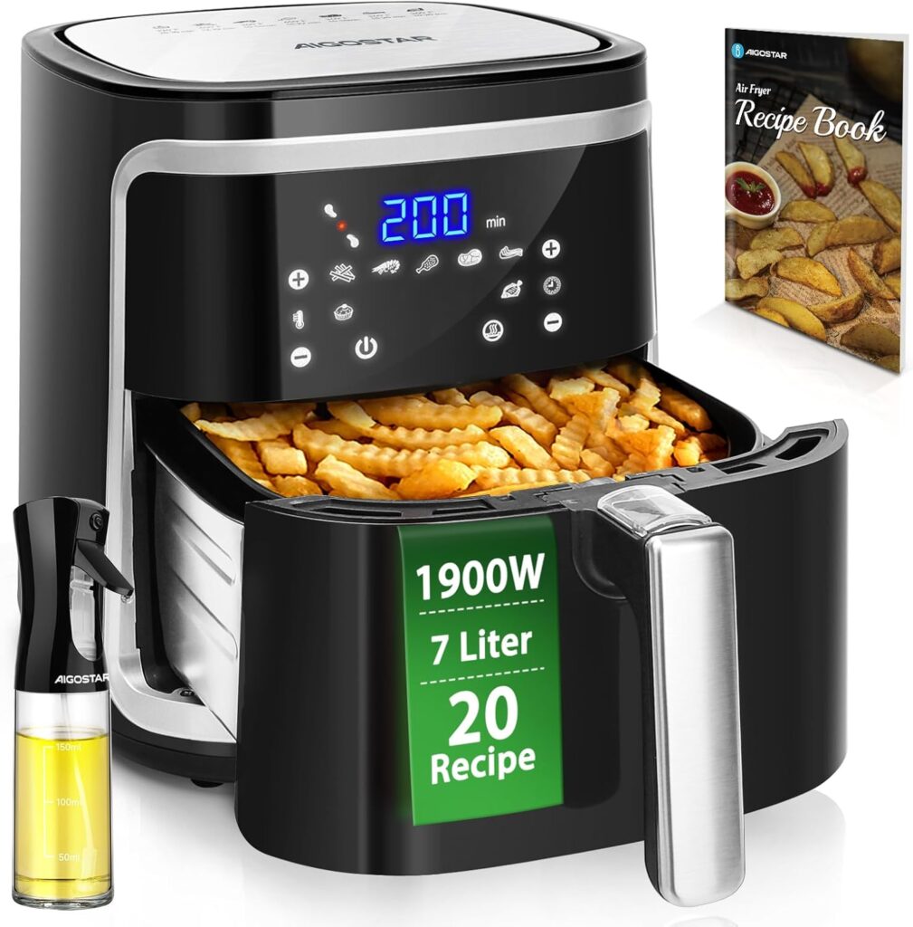 Aigostar Cube XXL 1900W : manuel de recettes pour friteuse sans huile avec 7 programmes préenregistrés