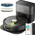 Aspirateur Robot MONSGA 8000Pa avec auto-vidage et navigation LDS pour un nettoyage efficace.