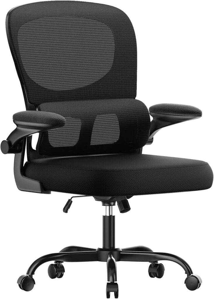 Chaise de bureau ergonomique Naspaluro avec support lombaire adaptable et siège en maille respirante