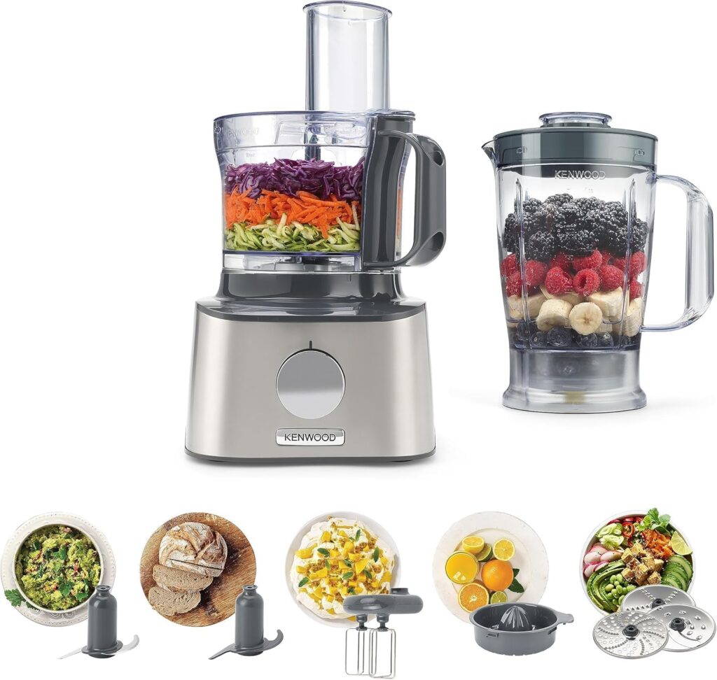 Kenwood MultiPro Compact FDM301SS : Robot de cuisine multifonction en acier inoxydable.