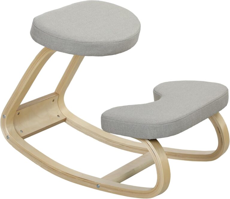 HOMCOM présente une chaise ergonomique inclinable en tissu lin avec mouvement de balancement, 50x73x55cm.