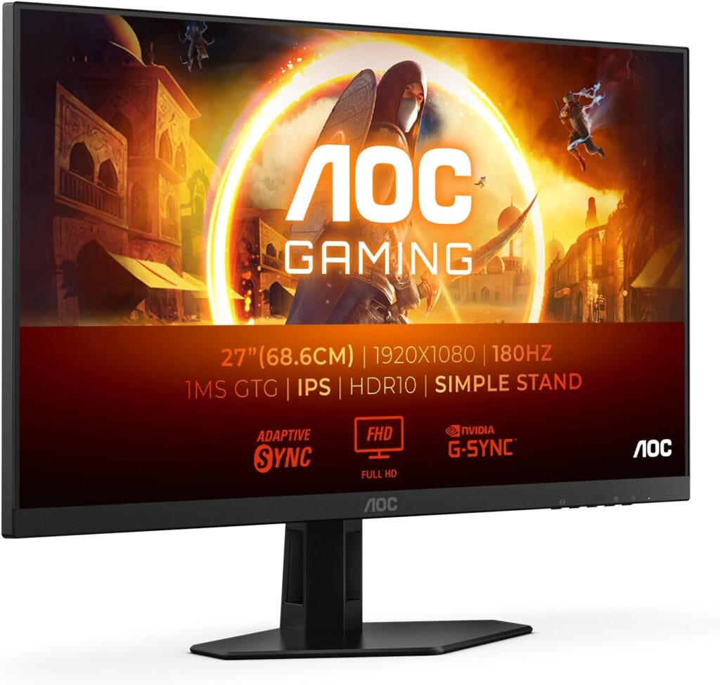 AOC Gaming Monitor 27G4XED : écran 27 pouces 180Hz, 1ms, G-Sync compatible, HDR10.