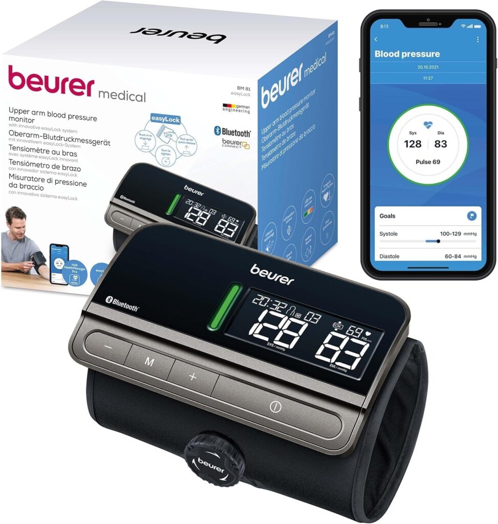 Surveillance de la pression artérielle : Beurer BM 81 sans câble, validé cliniquement, avec transfert vers Apple Health