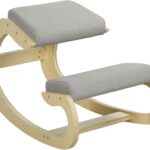 HOMCOM présente une chaise ergonomique inclinable en tissu lin et bois de bouleau en gris clair.