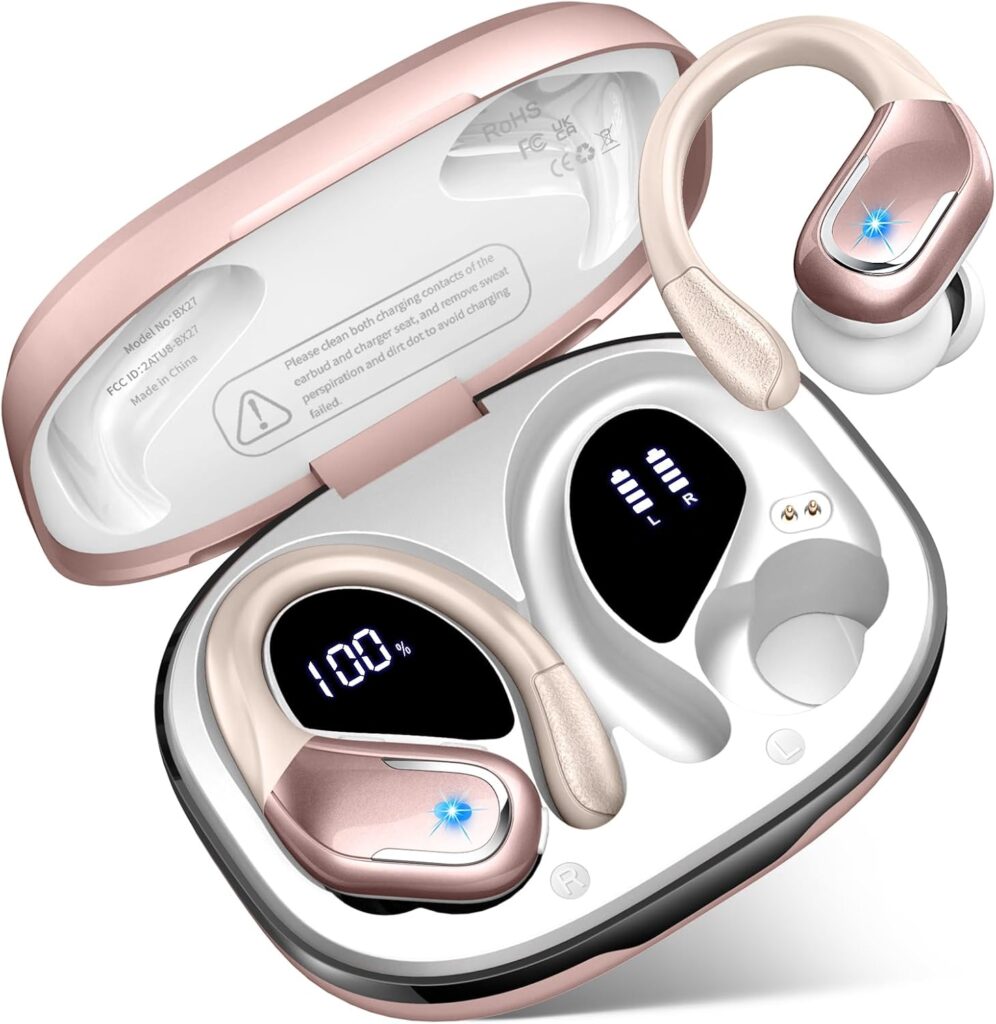 Écouteurs sans fil Bluetooth 5.4 avec réduction de bruit, 75 heures d’autonomie, étanchéité IP7.