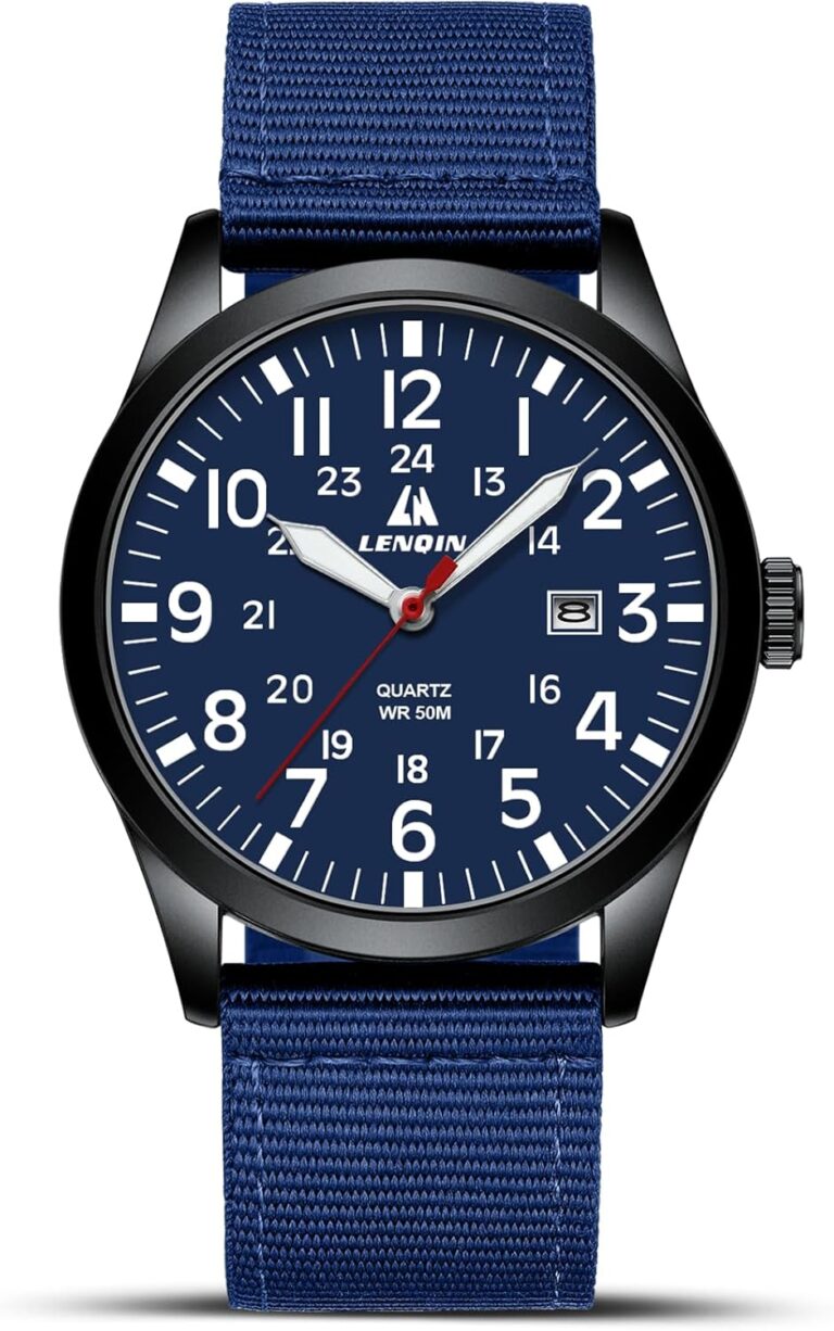 LN LENQIN présente une montre militaire analogique étanche pour hommes avec affichage de date.