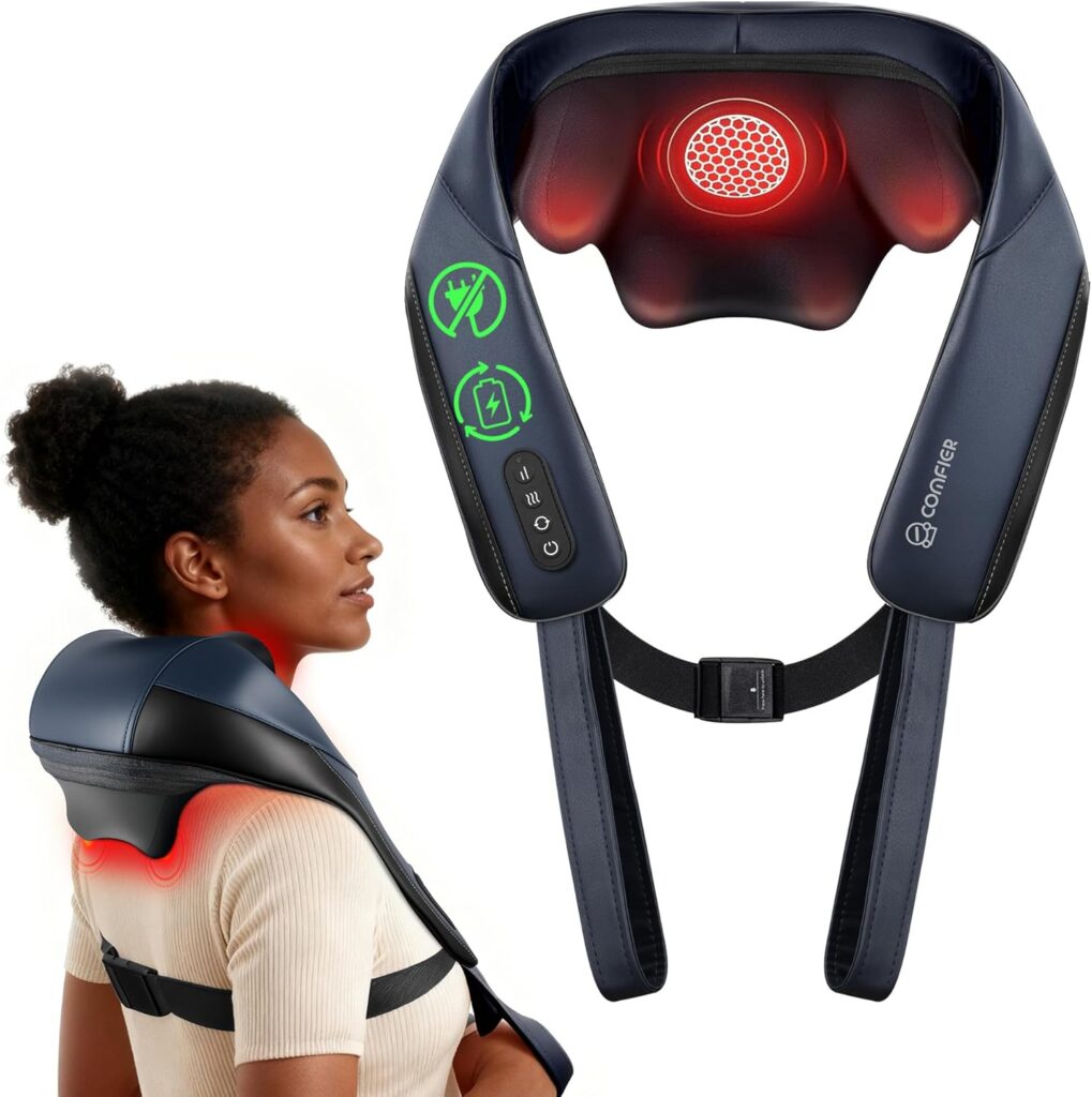 Comfier 2026 : Massager cervical et dorsal avec chauffage au graphène sans fil et massage 4D.